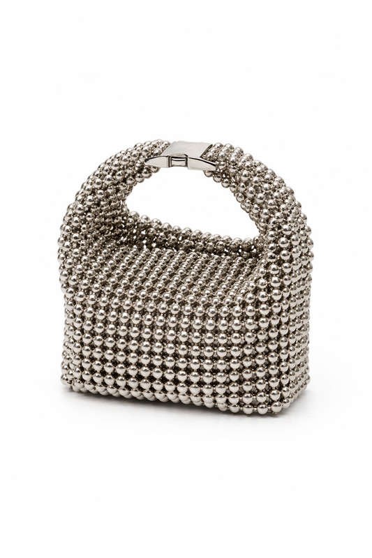 Bag Silver Beaded Buckle 2 Ways with Attachable Strap