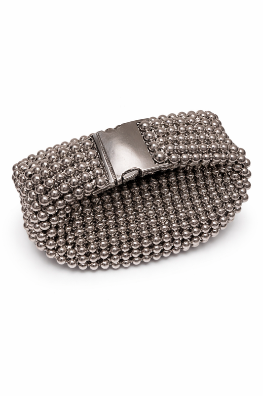 Bag Silver Beaded Buckle 2 Ways with Attachable Strap