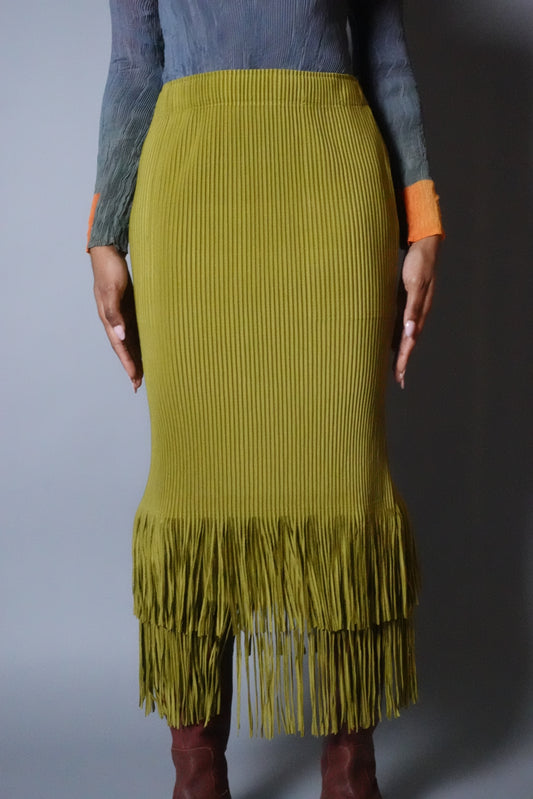 Skirt Micro Pleated Fringe Midi