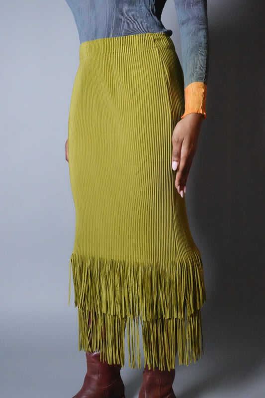 Skirt Micro Pleated Fringe Midi