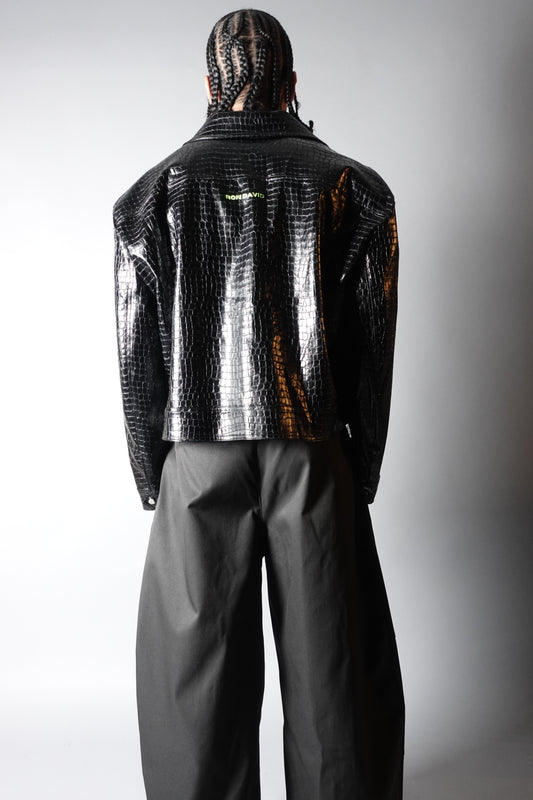 Jacket Cropped Oversized Croc Embossed