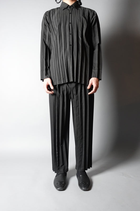 Pants Black Jumbo Pleated Long