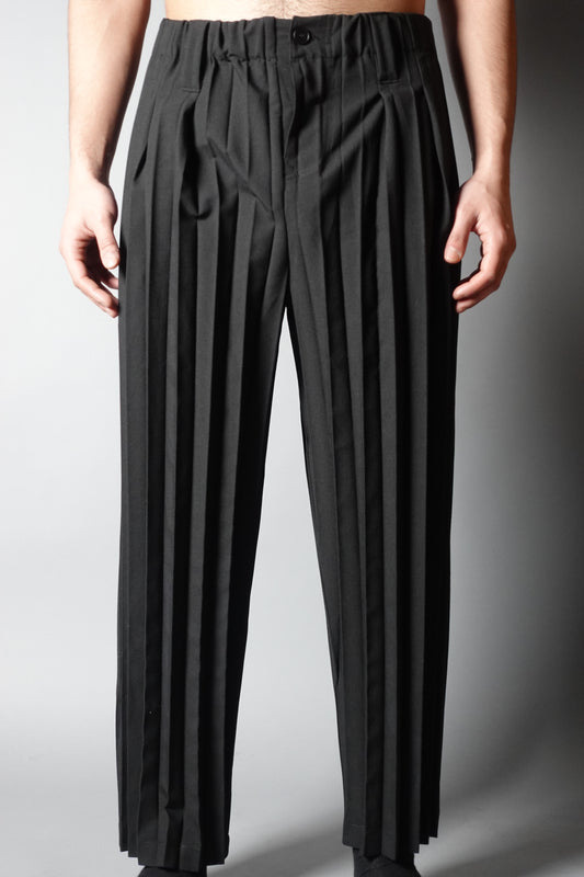 Pants Black Jumbo Pleated Long
