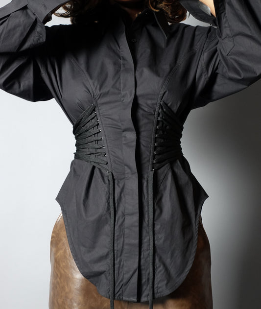 Top Corset Black Button Up
