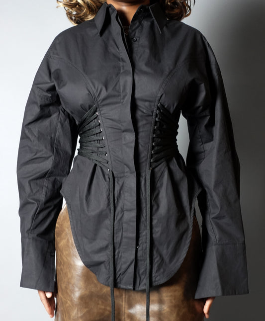 Top Corset Black Button Up