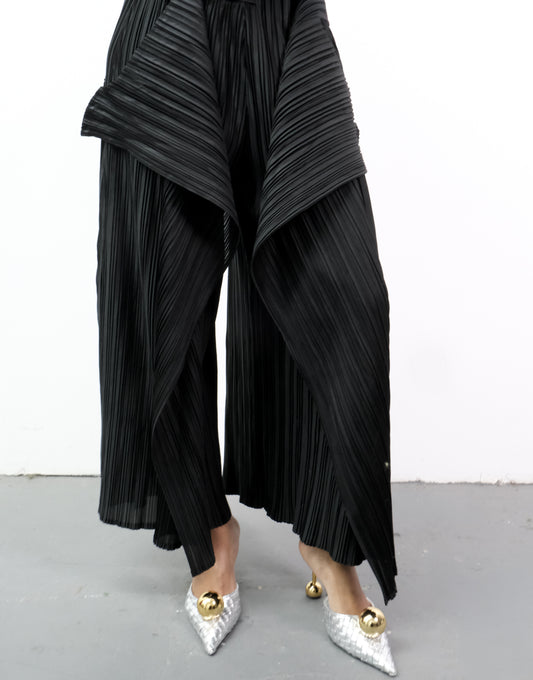 Pant Black Trapeze Pleated One Size