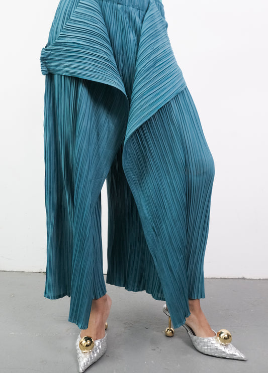 Pant Turquoise Trapeze Pleated One Size