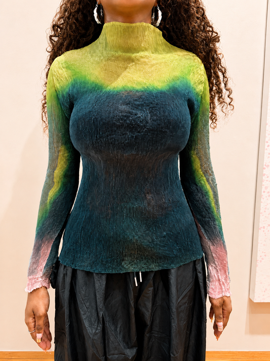 Top Green/Blue Ombre Sheer Silk Long sleeve - One Size