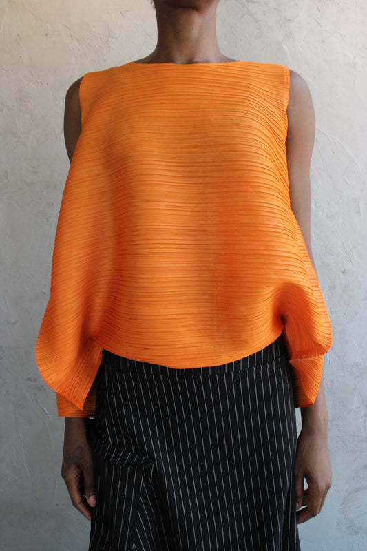 Top Orange Pleated Tank