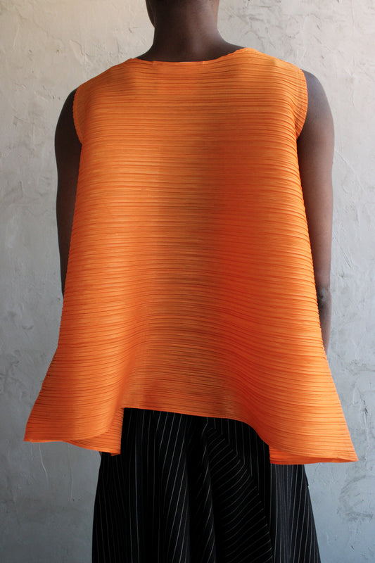 Top Orange Pleated Tank
