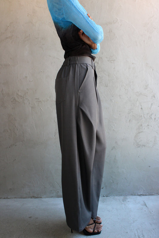 Pant Grey Side Button Relaxed Fit