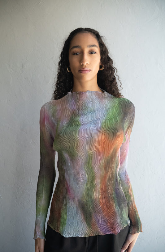 Top Rainbow Pleated Long Sleeve One Size