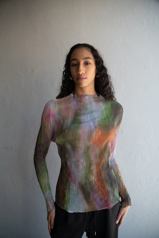 Top Rainbow Pleated Long Sleeve One Size
