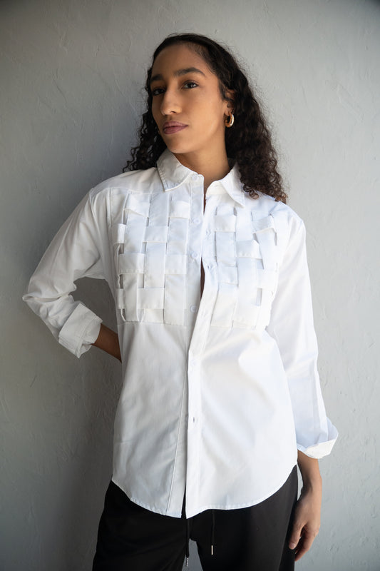 Top White Woven Button Up